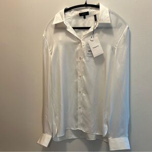 Theory White Fitted Button Down Shirt